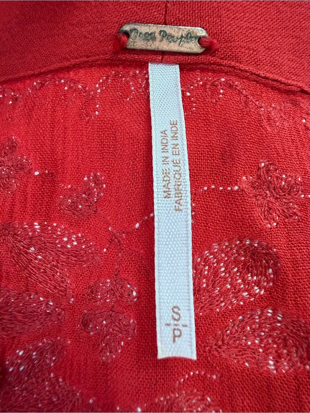Free People Poppy Red Embroidered Boho Maxi Dress S Western Festival Cottagecore